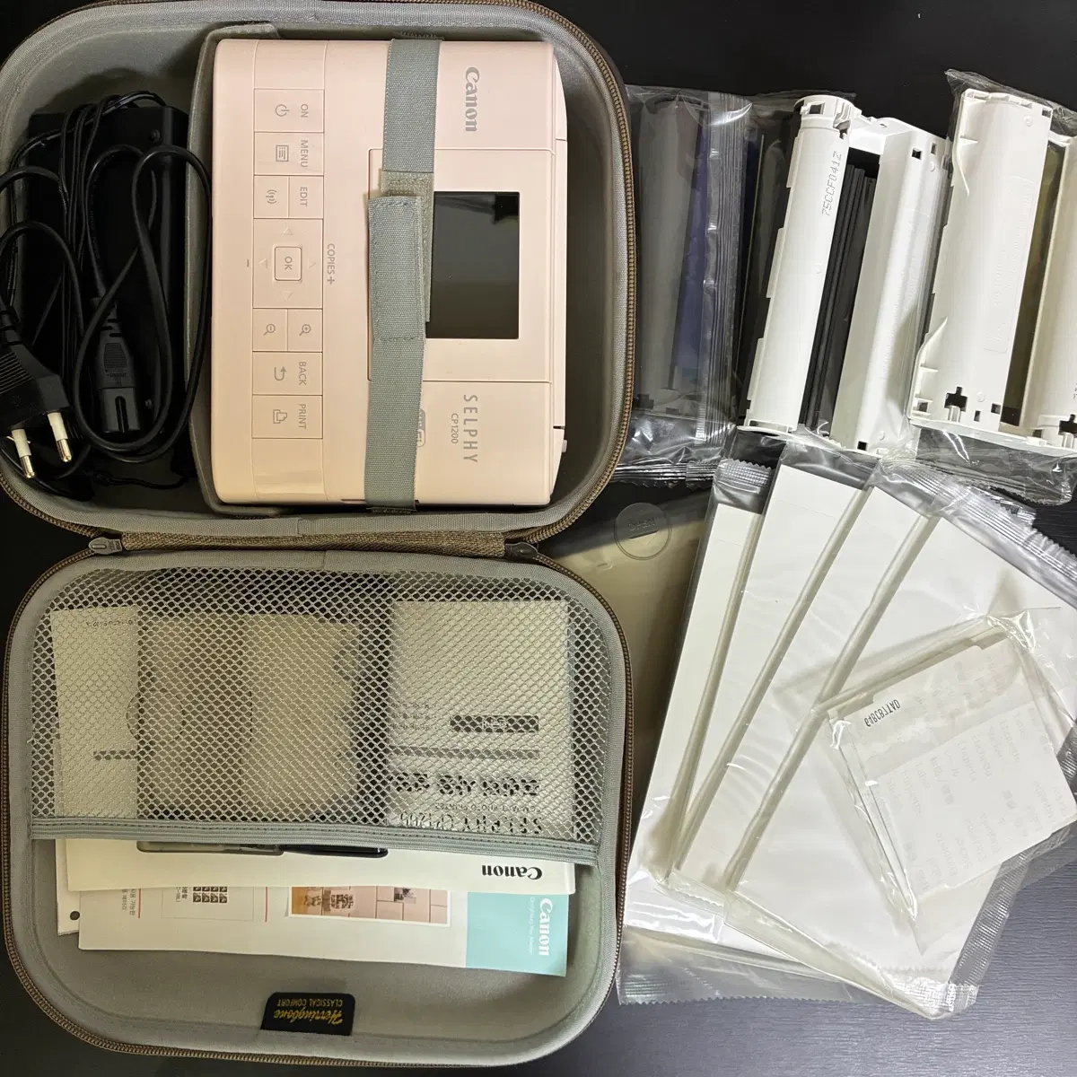 캐논 SELPHY CP1200 핑크 포토 프린터 세트