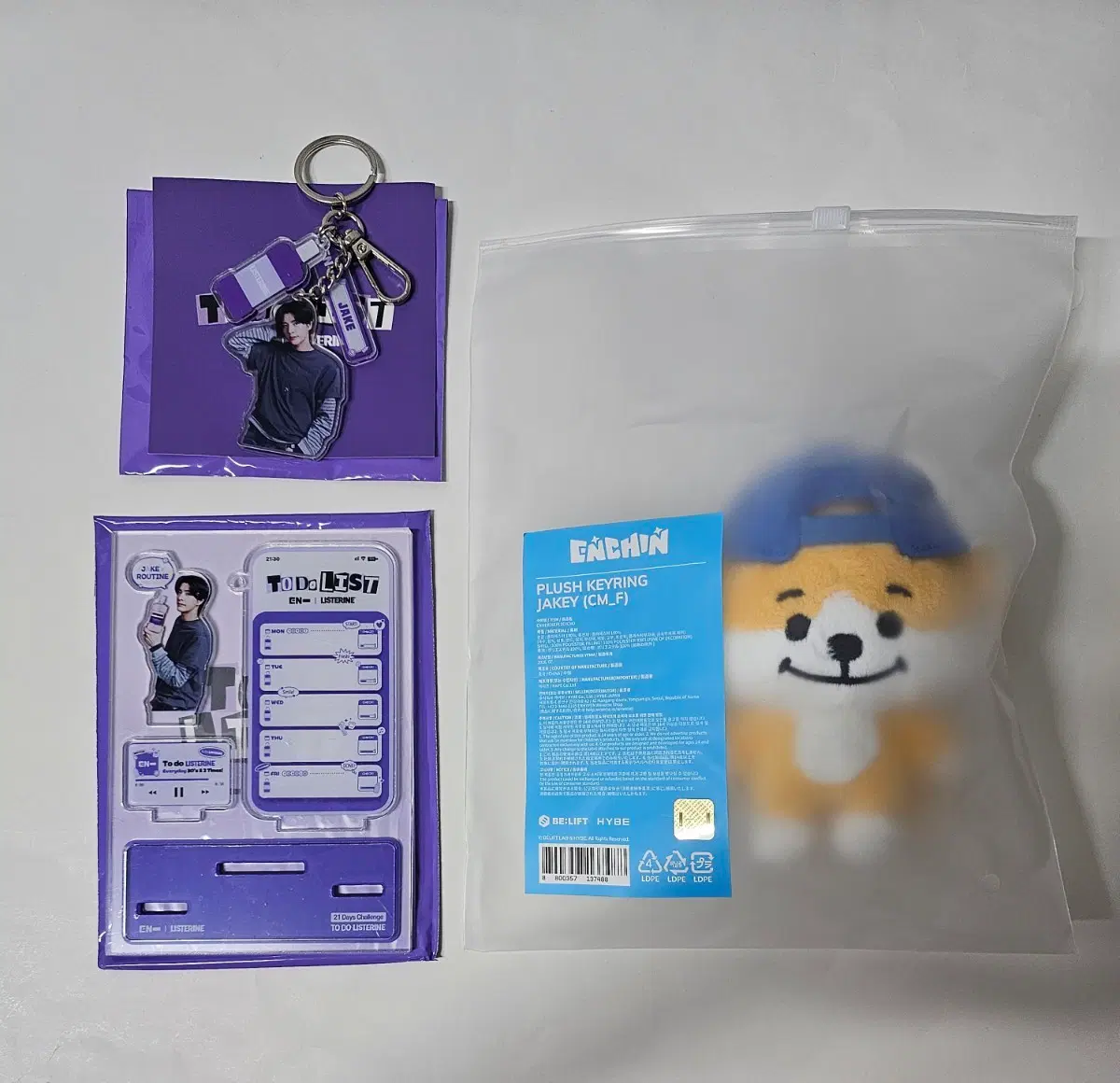 Enhypen Enchin Doll Keyring Jay Key + Listerine Acrylic Stand + Keyring Jake