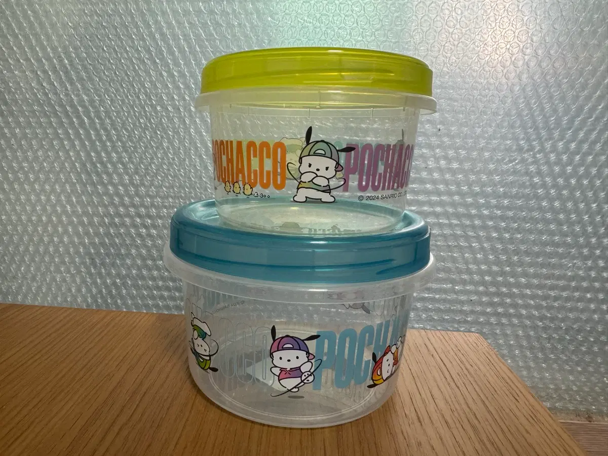 산리오) 포차코 쿠지상품 원형 저장용기 2개 세트