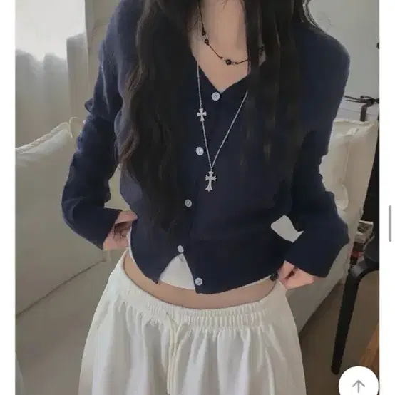 네이비 크롭 가디건
