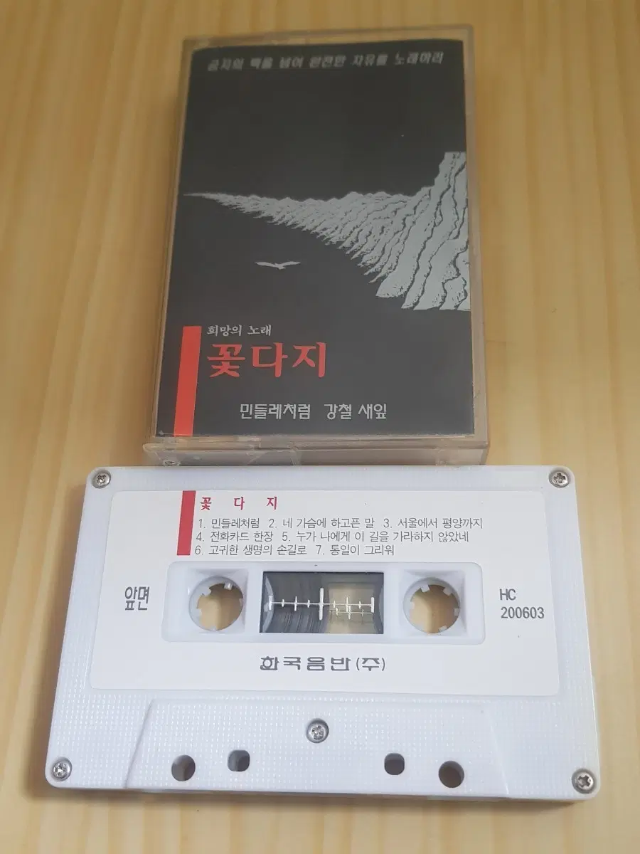 꽃다지 1집 민들레처럼 강철새잎 바위처럼 1994년 민중가요카세트테이프 가요테잎 카세트테잎 가요테이프 조동익 유인혁 기타 함춘호 김광석