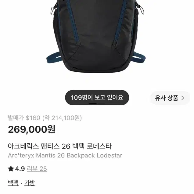 아크테릭스 멘티스 26 백팩 로데스타 새상품