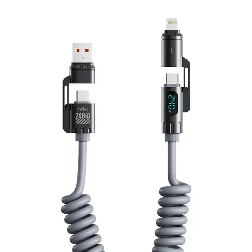 [딜러직판가/새상품]스프링 코일 LED 디스플레이 케이블 PD3.1 240W 4 in 1 초고속충전 2m