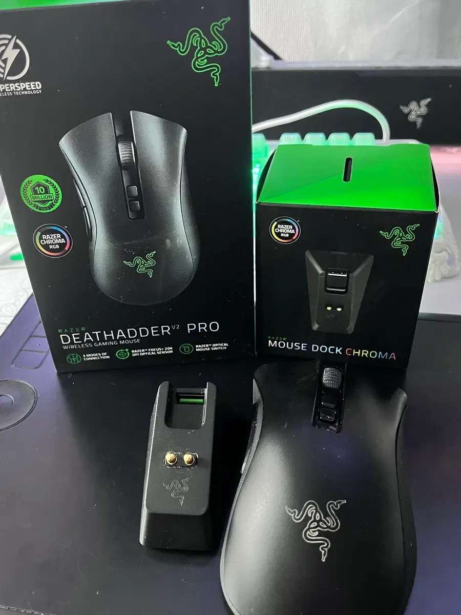 Razer 레이저 데스에더 V2 Pro 무선 마우스 + 마우스 독