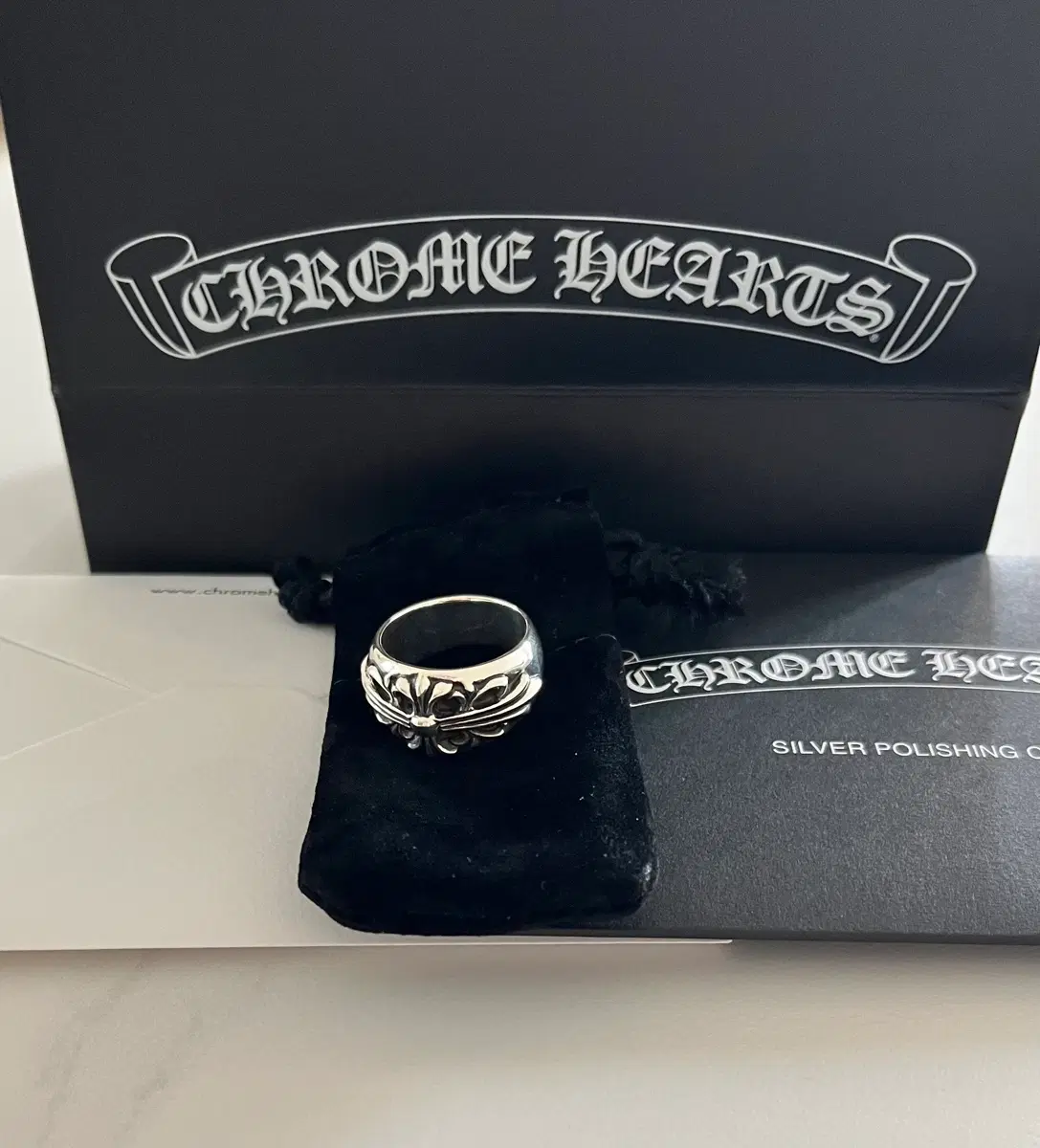 [us8.5]새상품 크롬하츠 플로랄 크로스링 실버 chromeheart 반지