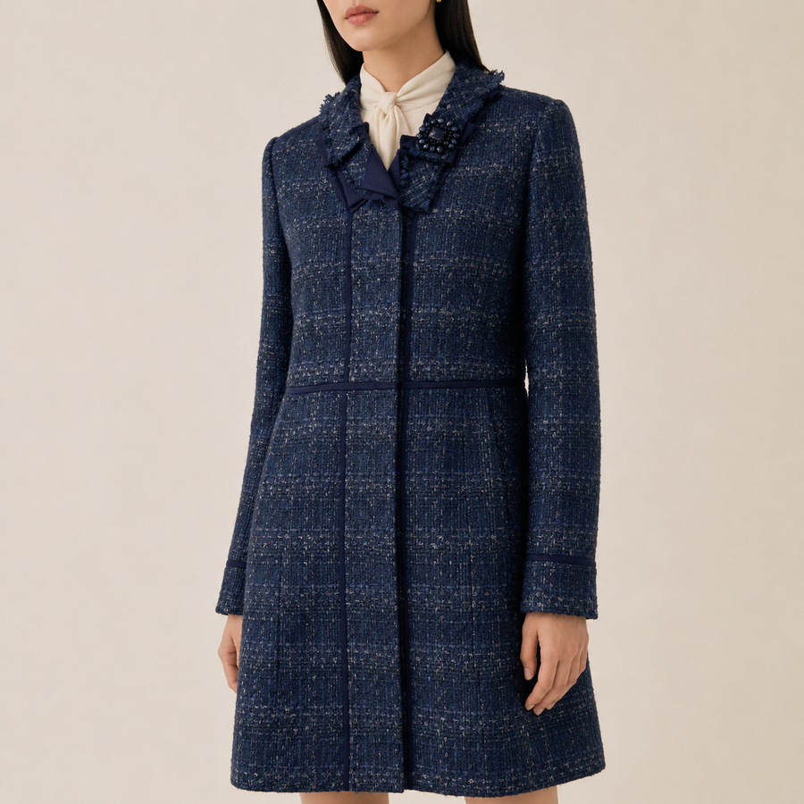 [정품] 토리버치(Tory Burch) 비즈 브로치 트위드 코트 55