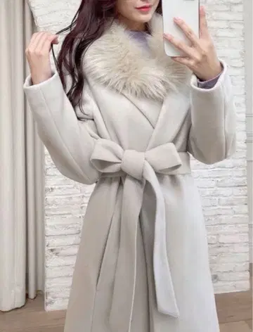 GRL 리본 벨트 퍼 포함 롱 코트 ze593