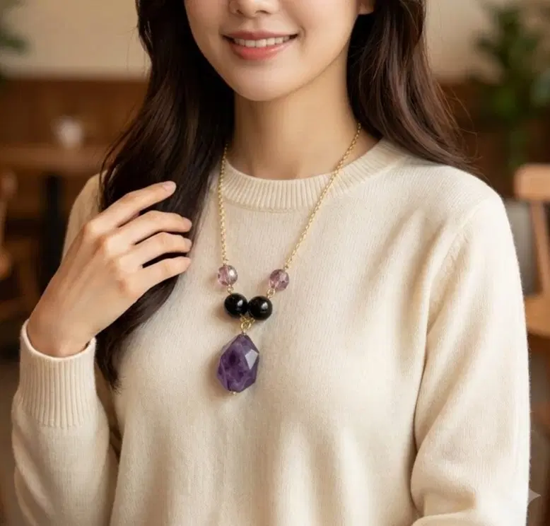 유리 아크릴 목걸이 손물