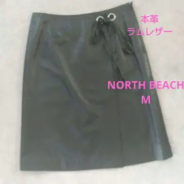 NORTH BEACH 램 가죽 스커트 블랙 M
