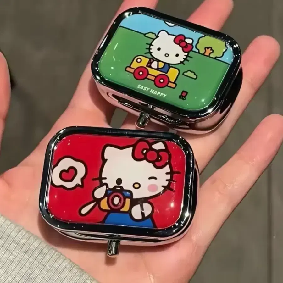헬로키티 알약보관함 또는 악세사리보관(그린, 레드 중 선택)