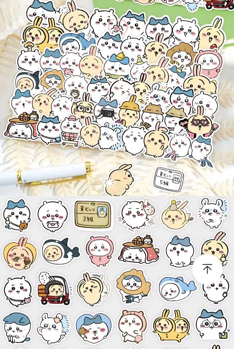 100장) 미니 스티커 치이카와 먼작귀 하치와레 우사기 모몽가 방수 산리오 헬로키티 3D