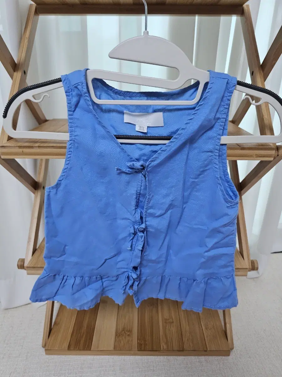 ZARA 블루 민소매 블라우스 프릴 장식 아동