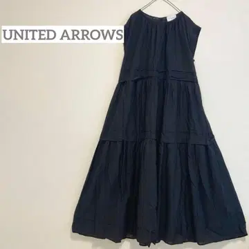 UNITED ARROWS 턱 티어드 맥시 원피스 블랙 루즈핏