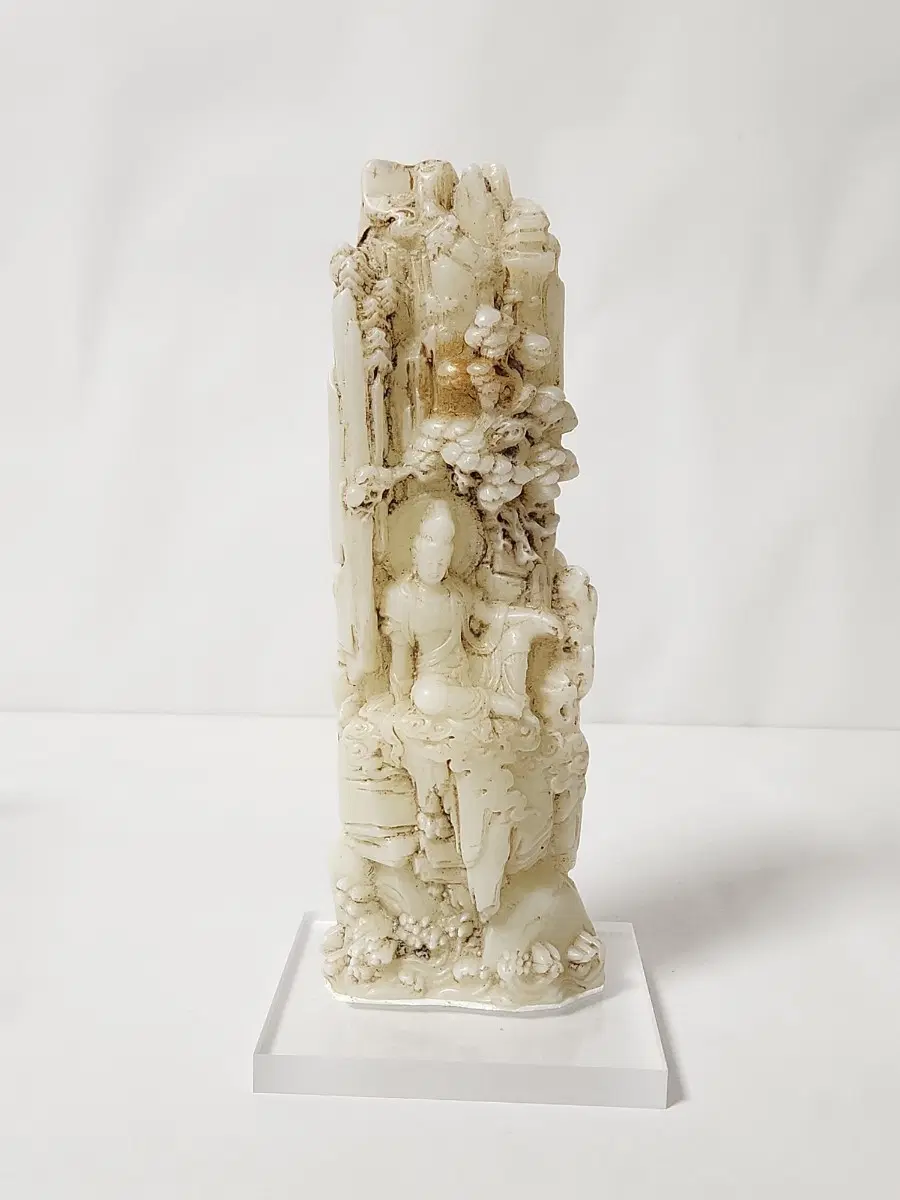 (천연옥) 백옥 관세음보살 높이21.9cm폭7.4cm 중국도자기