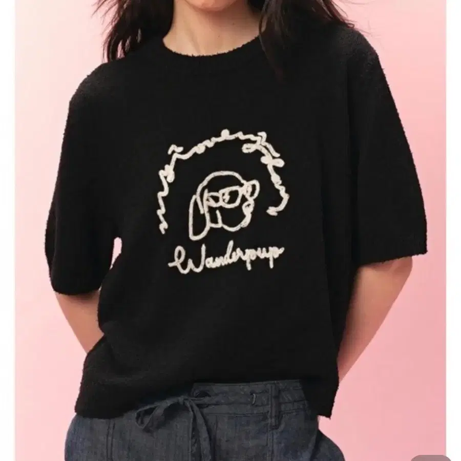 <새옷> H&M 블랙 강아지 반팔 니트