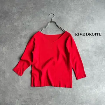 RIVE DROITE 리브 드와 V넥 7부 소매 니트 레드