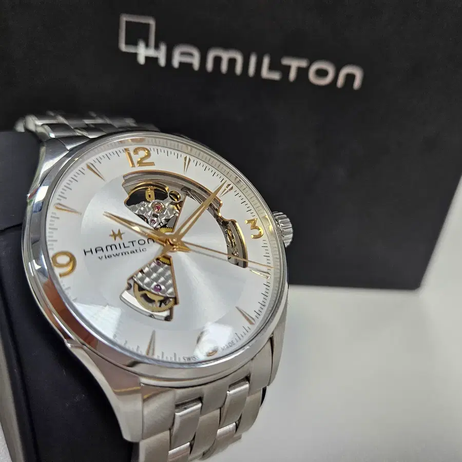 해밀턴 재즈마스터 오픈하트 흰판 42mm H32705121