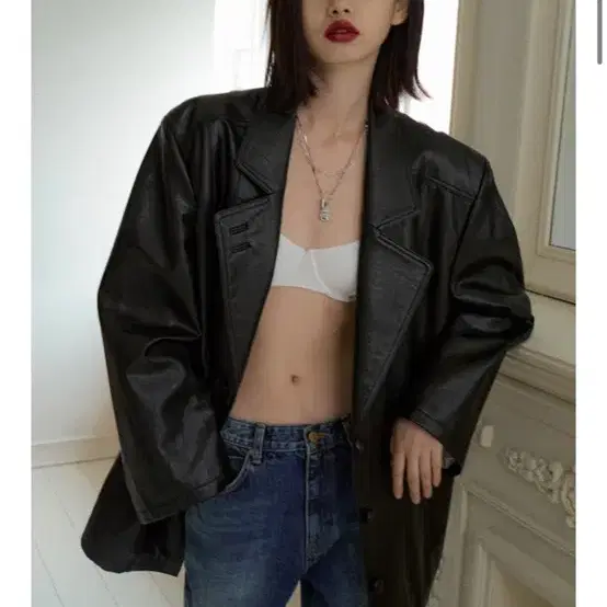오버듀플레어 빈티지 레더 자켓
