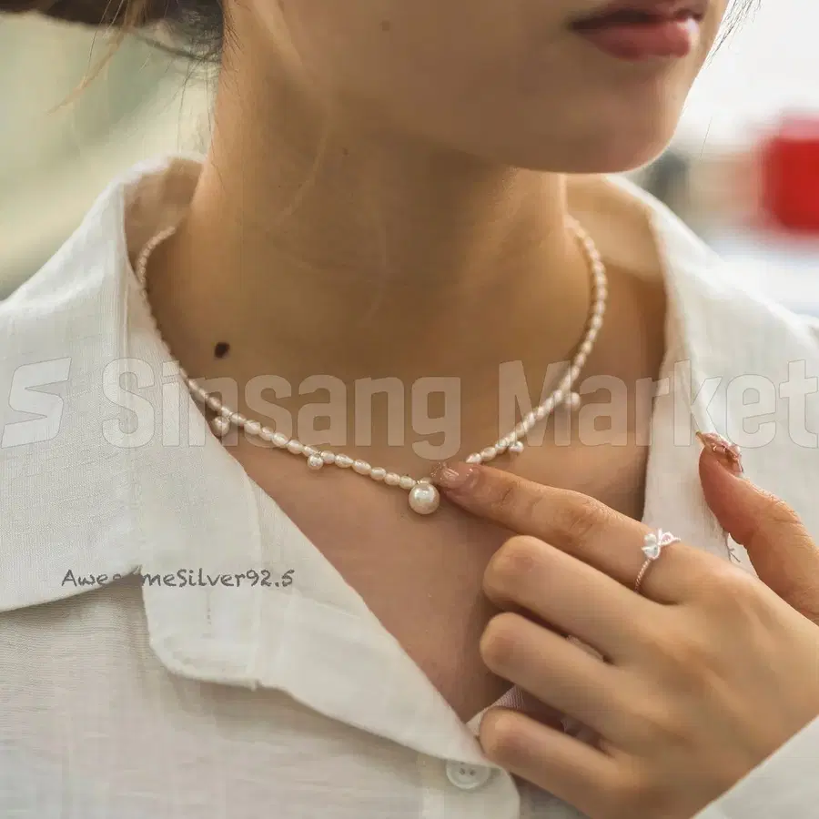 [빠른발송] N 실버 925 천연 담수 진주 펜던트 스왈 진주 목걸이