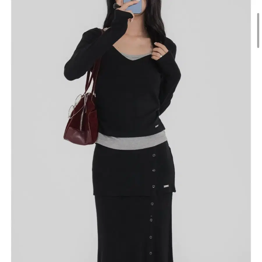 오브넬 폴드핀 랩스타일 밴딩스커트S