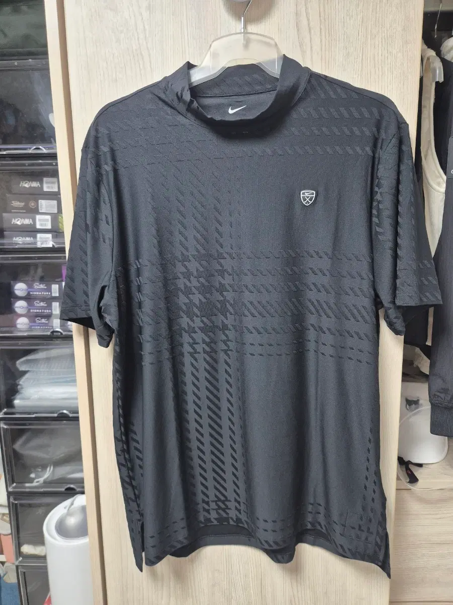 (XL) 나이키 골프 모크넥 반팔 티셔츠 블랙