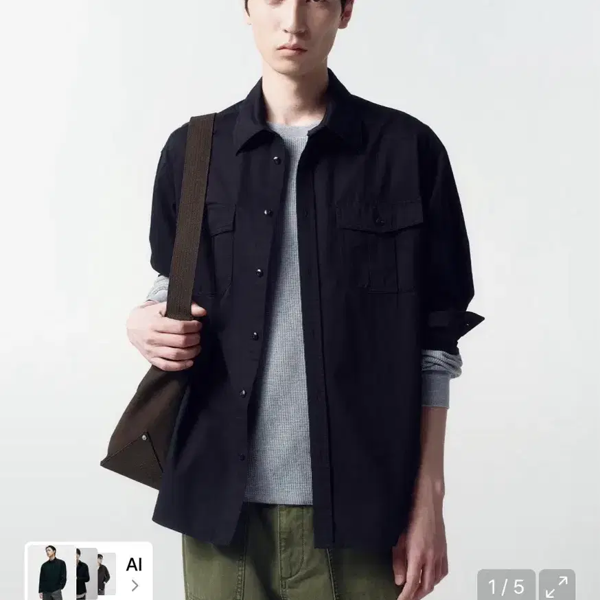 인사일런스 워시드 코튼 CPO 셔츠 WASHED BLACK (M)