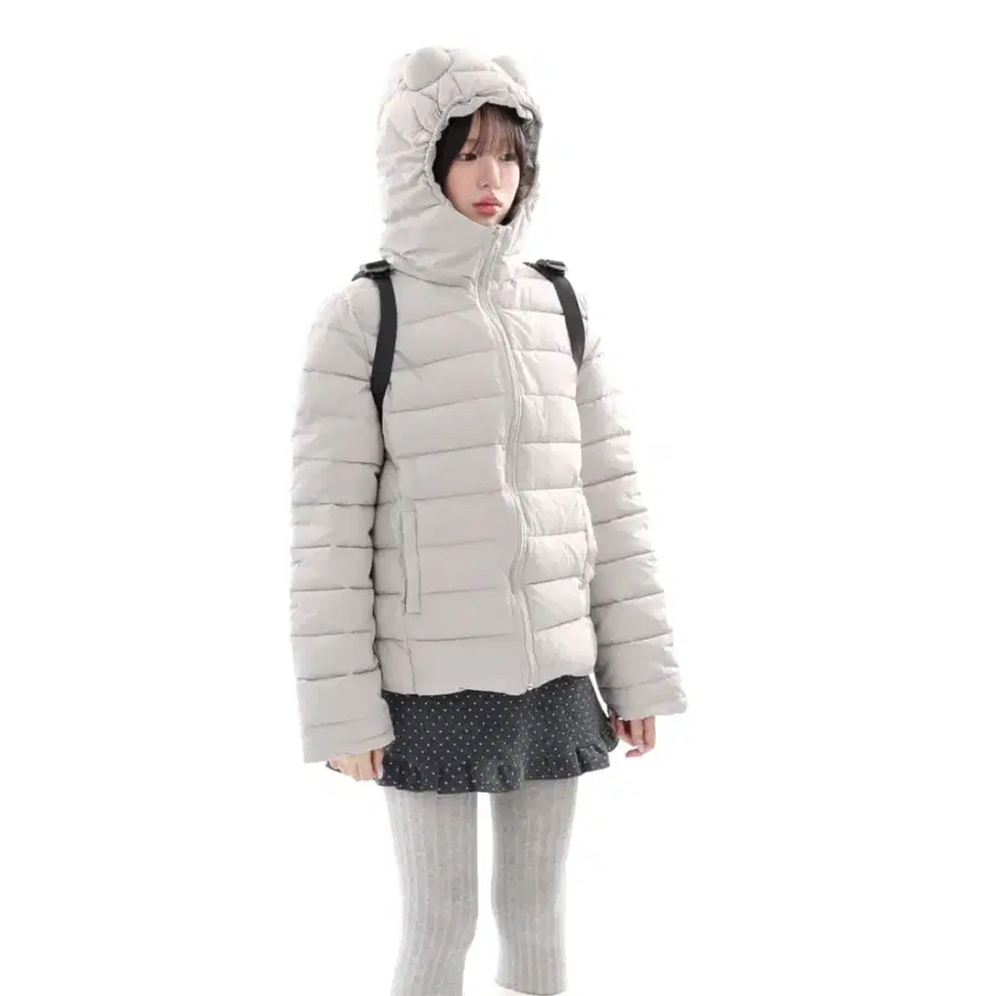 곰돌이 모자 경량 패딩 점퍼