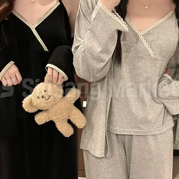 [빠른발송] 레이스쓰리피스 홈웨어 파자마 상하세트 오늘의 유니크 데일리