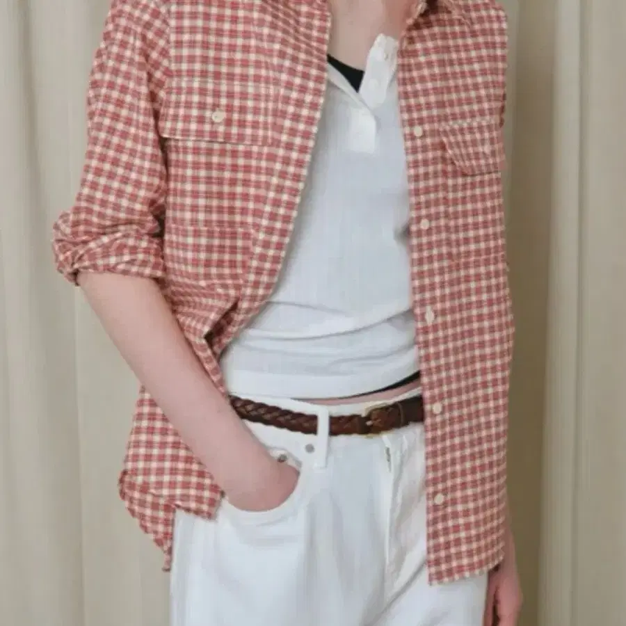 브렌다브렌든 셔츠 becky pocket shirts - red check