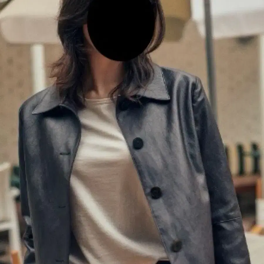 피브릭컬러지 비건레더 자켓 버건디
