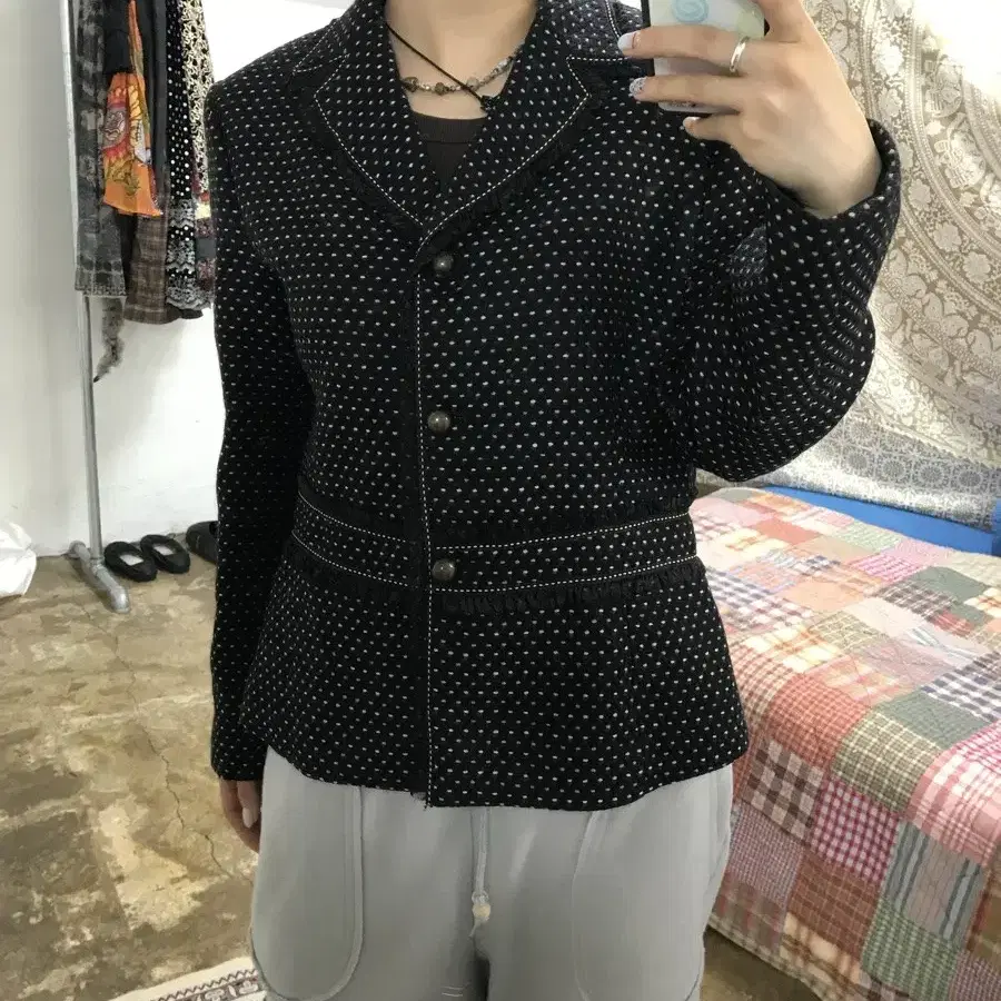 빈티지 도트 모직 블레이저 자켓 Z1912