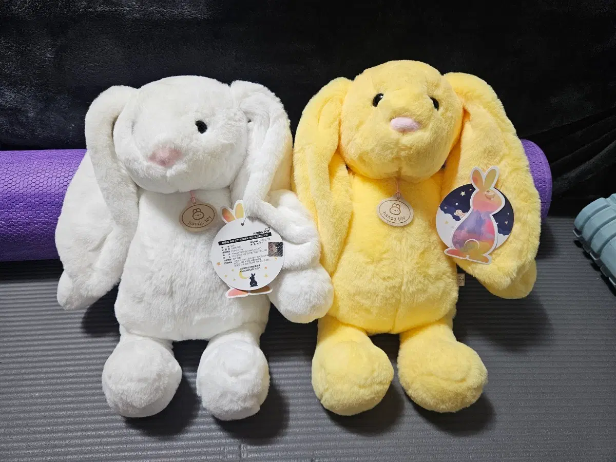(세트) 핸즈토이 토끼 인형 화이트/옐로우
