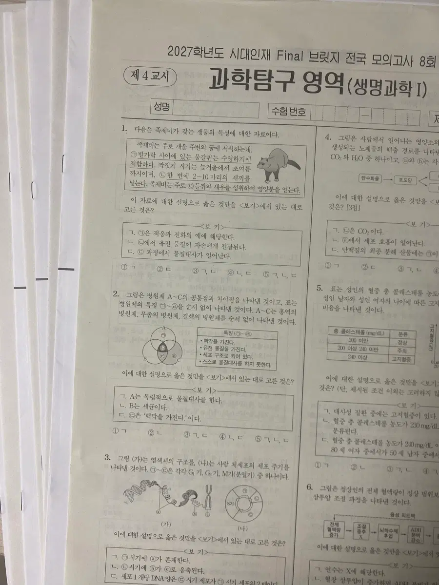 2027학년도 시대인재 Final 브릿지 생명과학1 5~8회