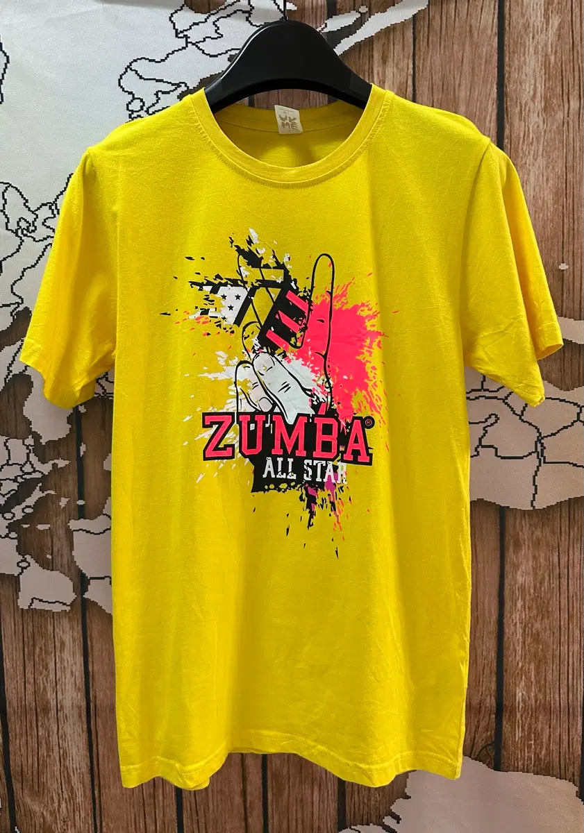 줌바웨어 ZUMBA ALL STAR 옐로우 그래픽 반팔티 M 새상품