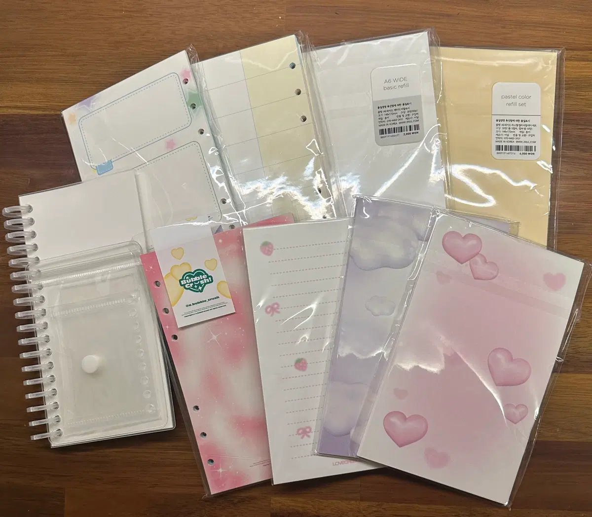 [처분] a6 속지 6종 + a6 와이드 속지 2종 + 다이어리