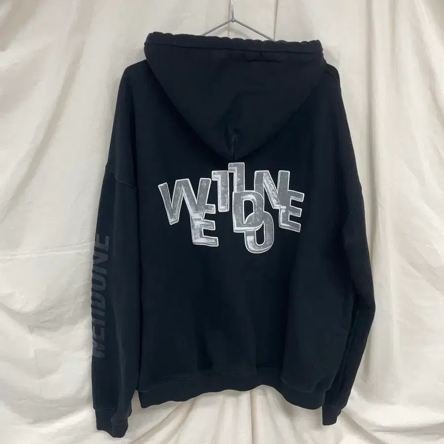 웰던 WE11DONE 백로고 오버핏 후드 블랙 L