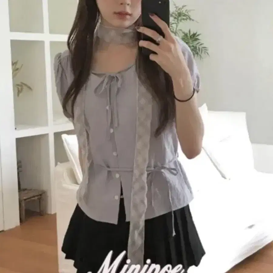 미니포에 플리츠 스커트