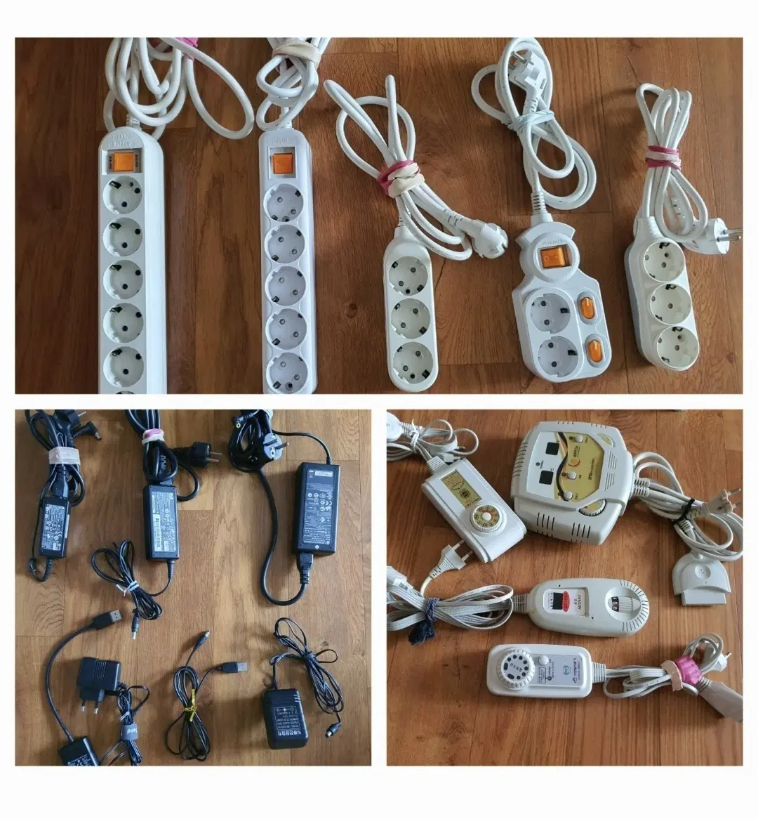 멀티텝+어뎁터종류 합3만원+전기정판조절기+각종 전구종류 사진에 전부 덤