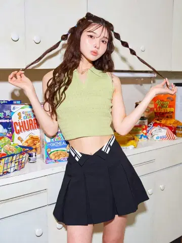 Darich 블록 슬리브리스 니트탑 미사용 새상품 민트 그린