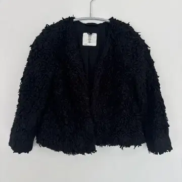 H&M 볼레로 노카라 긴팔 샤기 S 블랙 숏 기장 겉옷 캐주얼