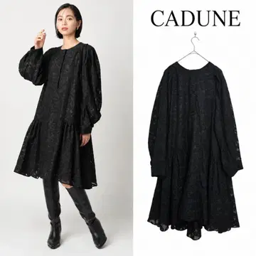 CADUNE 카듀네 레이스 원피스 블랙 긴팔 플레어 원피스
