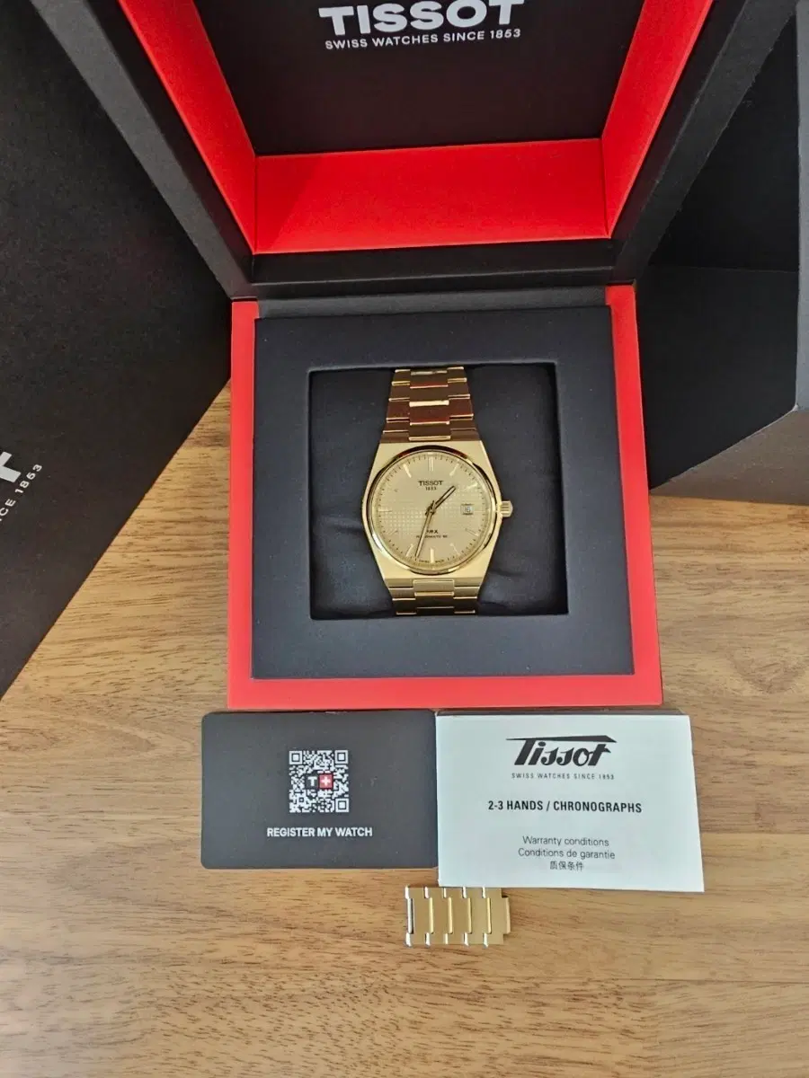 티쏘 PRX 40mm 오토 시계 골드