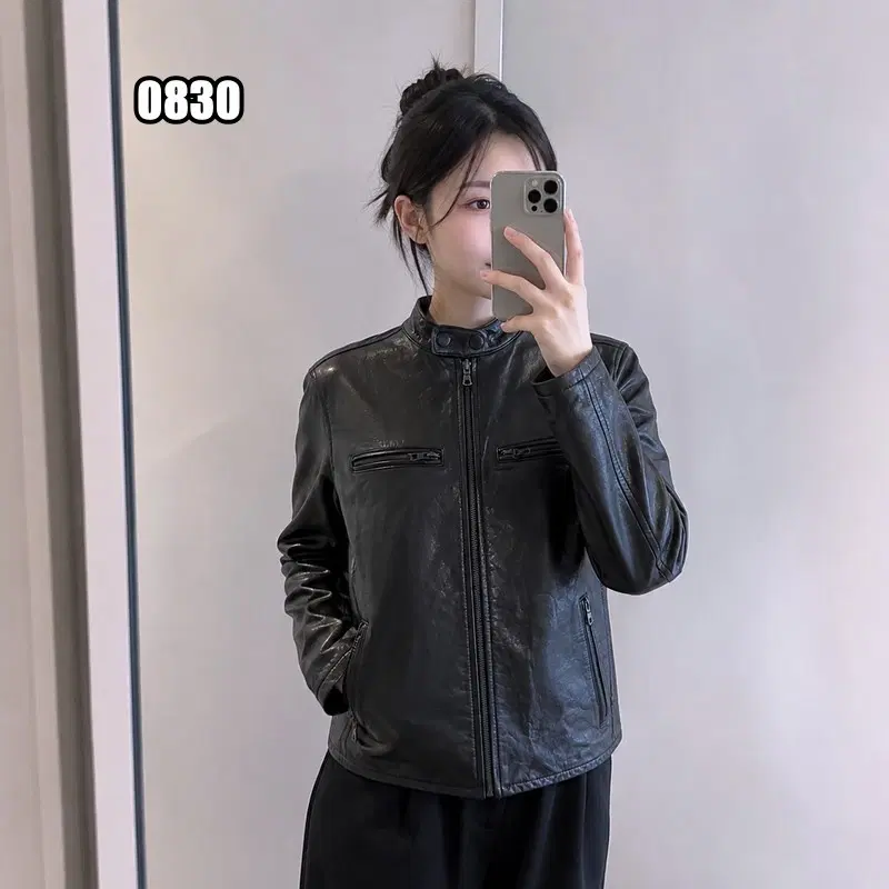 L 타미힐피거 2포켓 소가죽 싱글 라이더 자켓