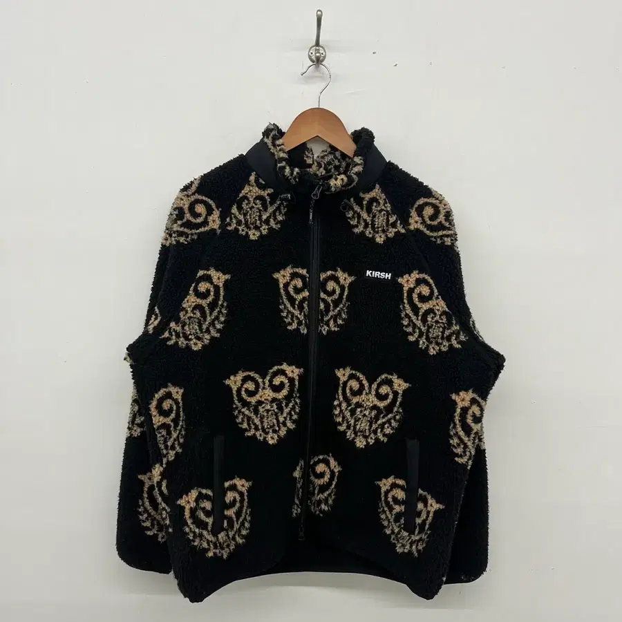 키르시 빈티지 플리스 블랙 패턴 디테일 여성용 L