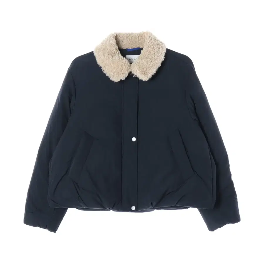 구호플러스 25FW 시어링 칼라 덕다운 숏 패딩 네이비
