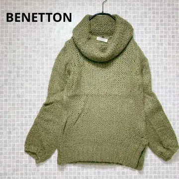 [새상품급] BENETTON 베네통 하이넥 모헤어 니트 아지메 슬릿 L