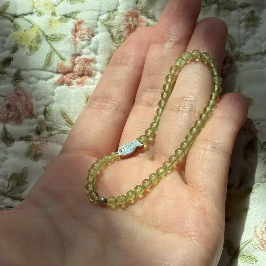 천연석 페리도트 3A 물고기 원석팔찌 3mm