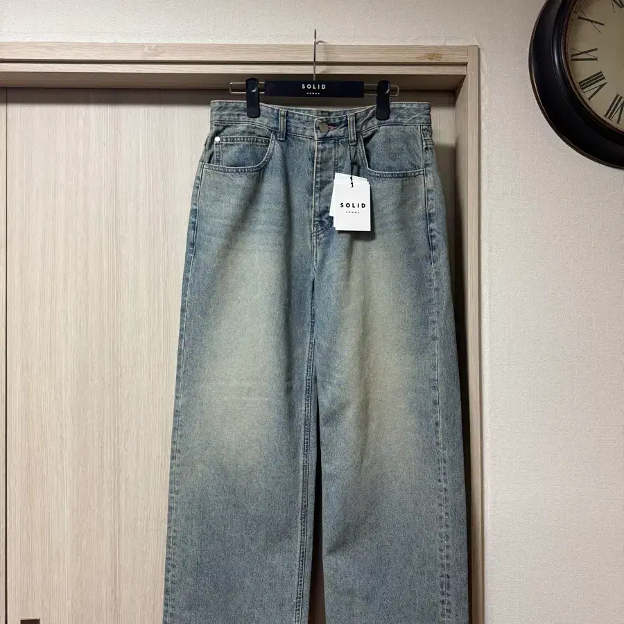 솔리드옴므 와이드 데님 팬츠 48 새상품