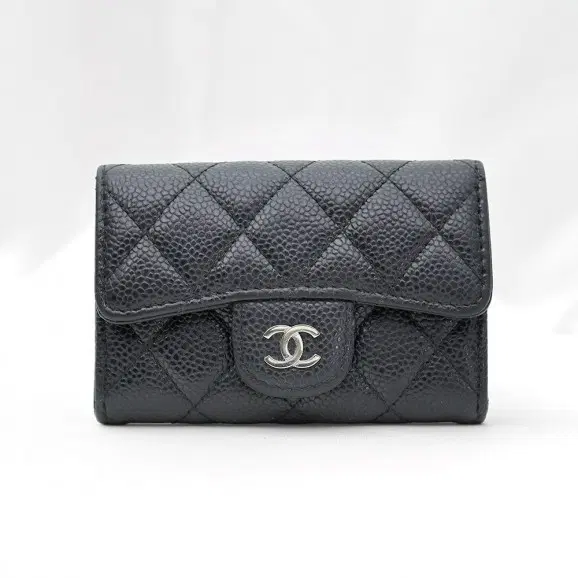 Chanel(샤넬) AP0214 블랙 캐비어 은장 CC로고 클래식 카드지갑 (내장칩)