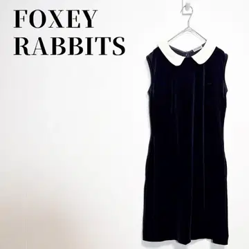 FOXEY RABBITS 벨로아 배색 원피스 둥근 카라 슬리브리스 퍼플